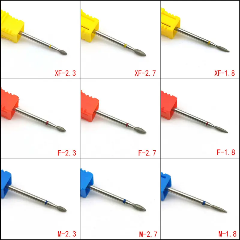 1PC Diamond XF F M C Size Bur Nail Drill Bit Electric Mills Nail Cutter Manicure Machine Polishing For Nail And Pedicure Tools