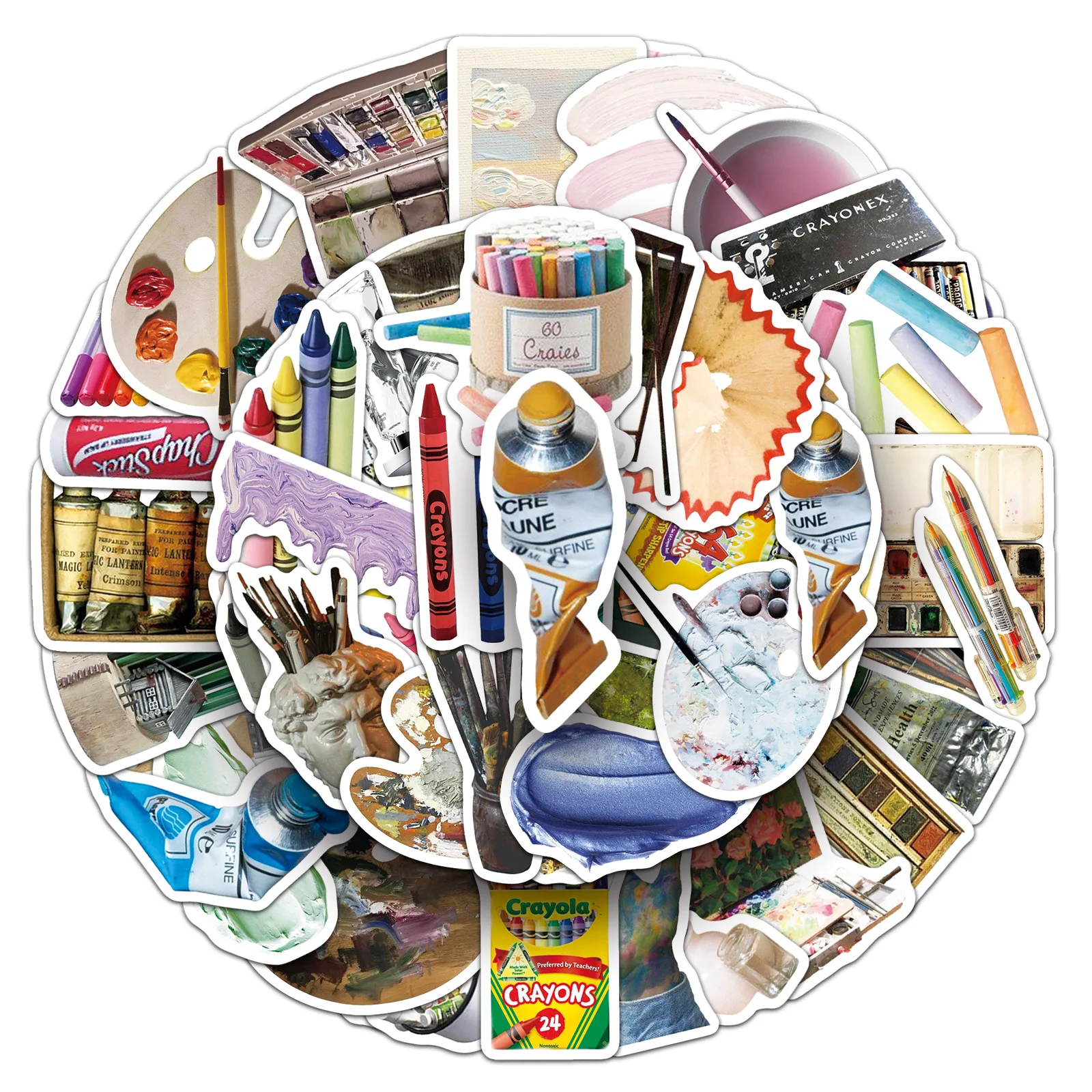 10/50PCS การ์ตูน INS สไตล์ Art เครื่องมือกระดานวาดภาพแปรง Graffiti สติกเกอร์เครื่องมือ DIY ตกแต่งตู้เย็นสเก็ตบอร์ดหมวกนิรภัย