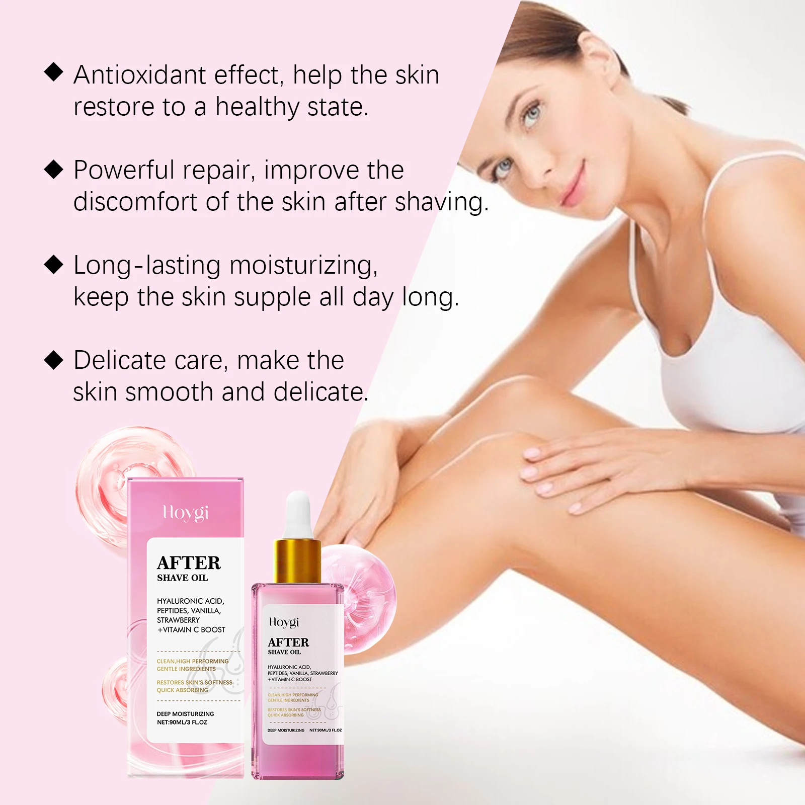 After Shave Oil Strawberry Scent Smoothing Skin Soothing Repair Moisturizing Essential Oil for Hair Removal Skin Care Non-Greasy view 3