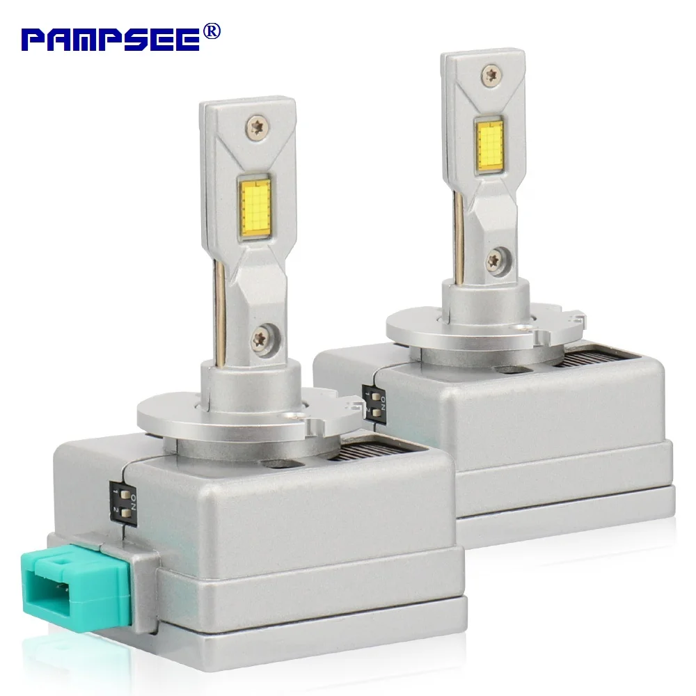 PAMPSEE D2S LED Headlights HID D1R D2R D3R D1S D3S D4S D5S D4R Turbo LED 36000LM Two-sided CSP Chip 6000K White 100W Plug&Play