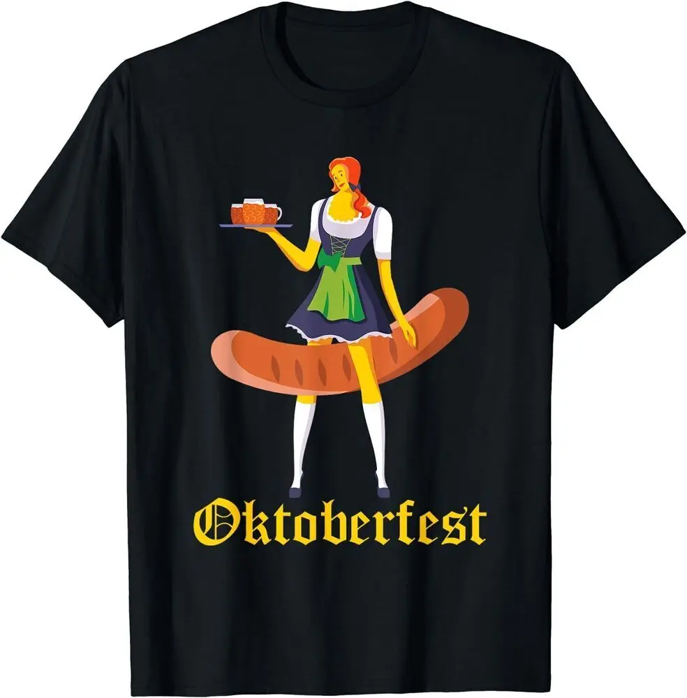 Barmaid Oktoberfest German Woman Dirndl Bratwurst T-Shirt For Men Clothing Women Tees High Quality 100%Cotton Short Sleeve