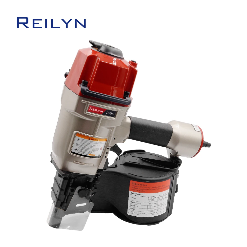 

Reily CN80 Pneumatic Nailer Air Coil Nailer Air Nailer Fencing Framing Roof Pallets Decorate Board Production
