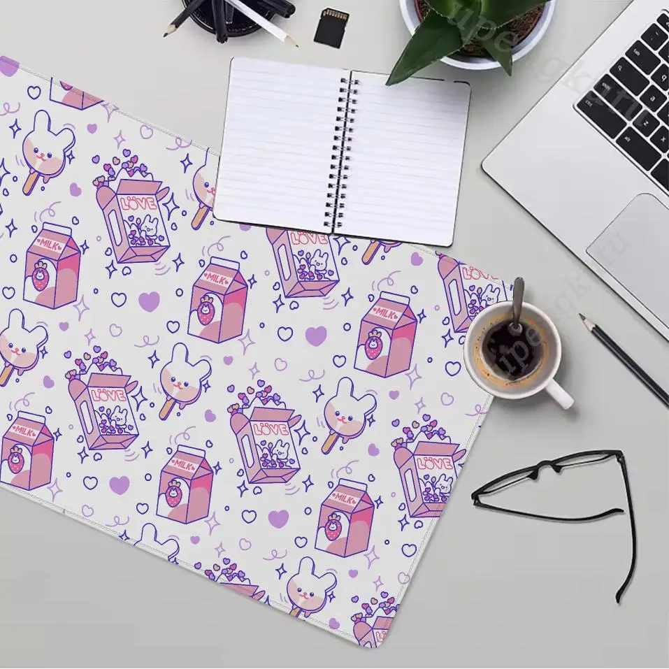 Cute Bunny Dessert Pattern Mouse Pad Anime Mats Computer Mousepad Company Desk Pad Aesthetic Large Gaming Mousepads Office Mat