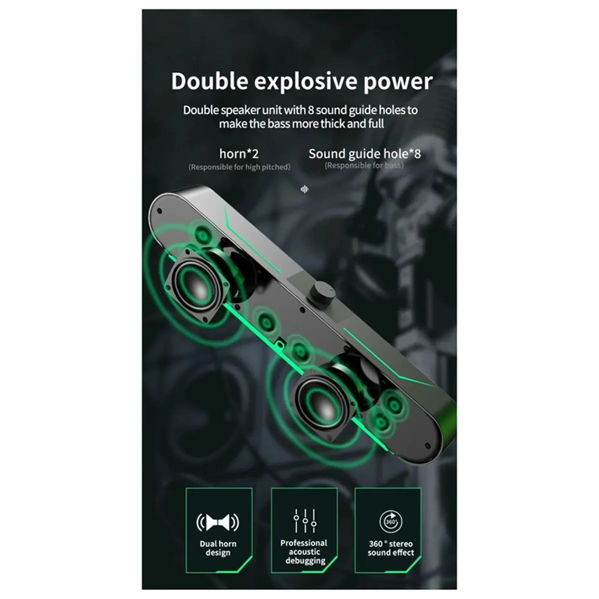 A39 Computer Speaker Surround Soundbar Speaker Wired Loudspeaker Stereo Subwoofer Sound Bar for Laptop PC Gamer view 5