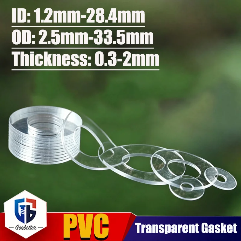 20-200Pcs Soft Washer Thickness 0.3mm 0.5mm 0.8mm 1mm 1.5mm 2mm Plastic PVC Transparent Insulating Gasket Spacer Flat Washer