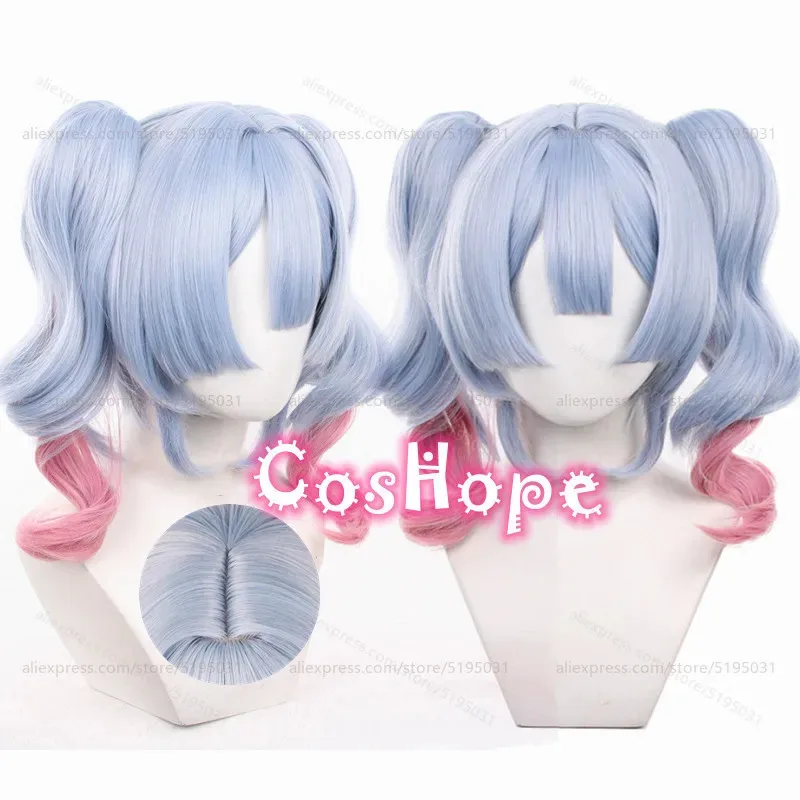 

Мику, парик для косплея с кроличьими отверстиями и двойными хвостиками, синий, розовый, многослойный парик с градиентом, косплей, аниме, термостойкие синтетические парики