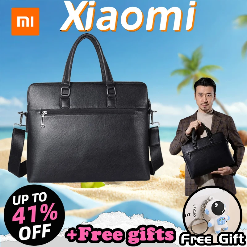 New Xiaomi TANJIEZHE Cowhide Genuine Leather Briefcase Shoulder Messenger Bags Men's Bag's Briefcase Office Business Handbag