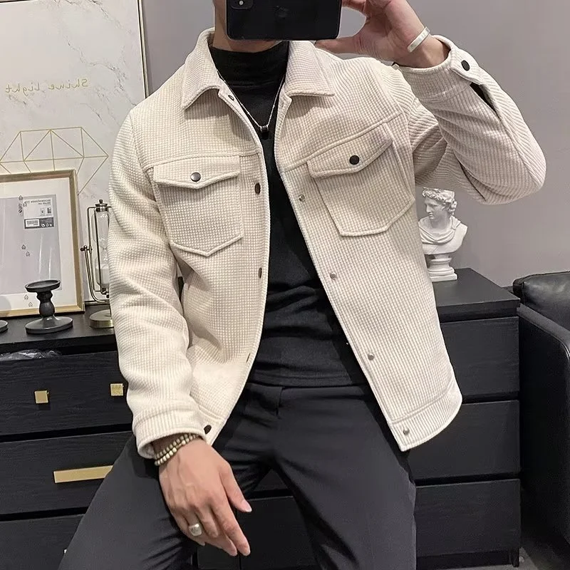 

Winter Fashion Jacket Men's Long Sleeve Lapel Autumn and Winter New Corduroy Jacket Baseball Uniform Thickened Warmth 2023