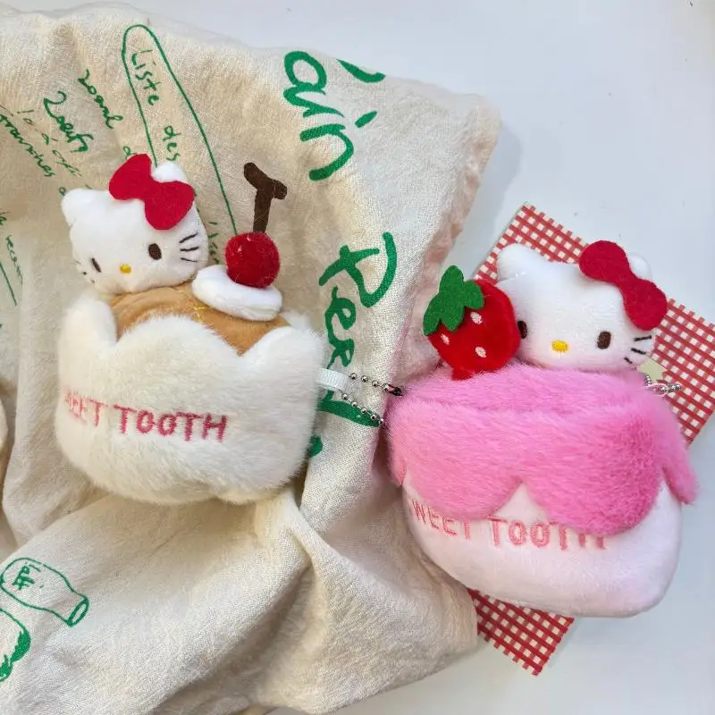 かわいいサンリオデザートシリーズ キティぬいぐるみペンダント スイートストロベリークレープキティ アニメぬいぐるみ クリエイティブKTベア バックパックチャーム