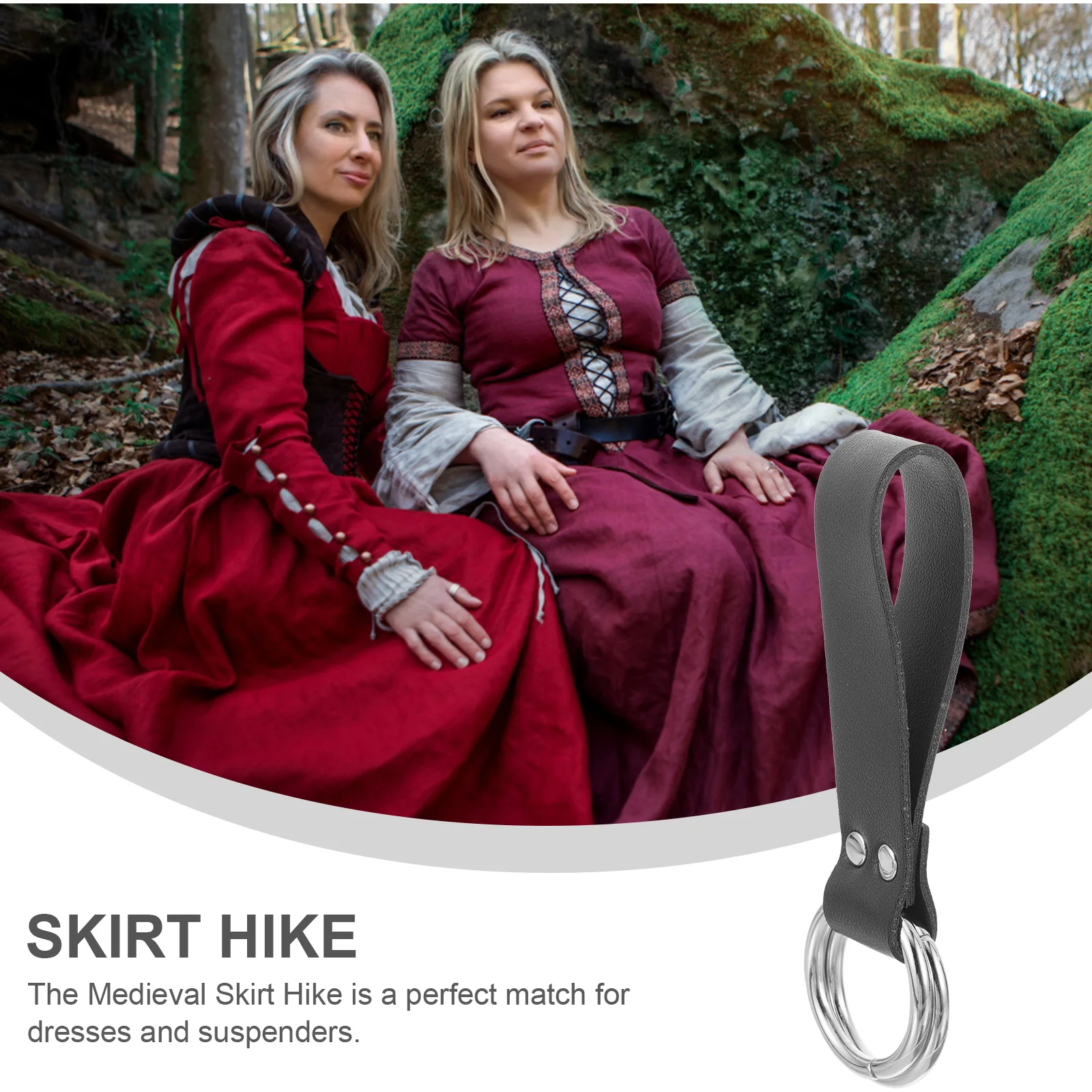 

Retro Skirt Hike Decorative Tool Belt Accessory Portable Renaissance Loop Attachment Double Ring Skirt Hike Adjustable