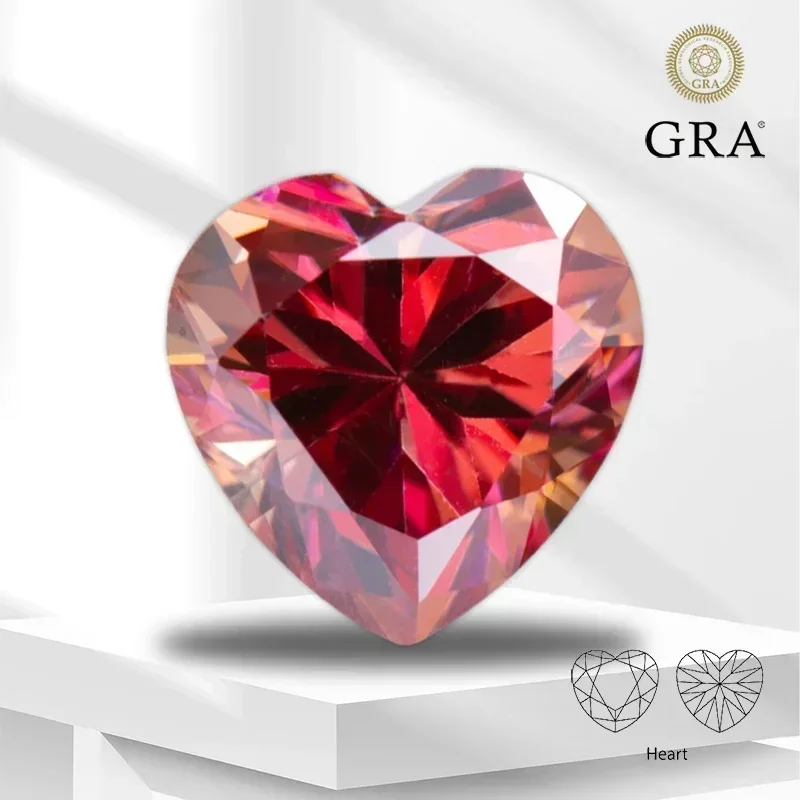 

Оптовая продажа, муассанит, драгоценный камень, арбуз, красный цвет, огранка в форме сердца, выращенный в лаборатории бриллиант для DIY, подвески, женские ювелирные изделия, Twith Certifi