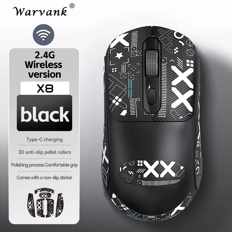 Warvank X8 Wireless Gaming Mouse 500mAh TYPE-C Rechargeable Office Mouse Suitable for Laptop Desktop Computers