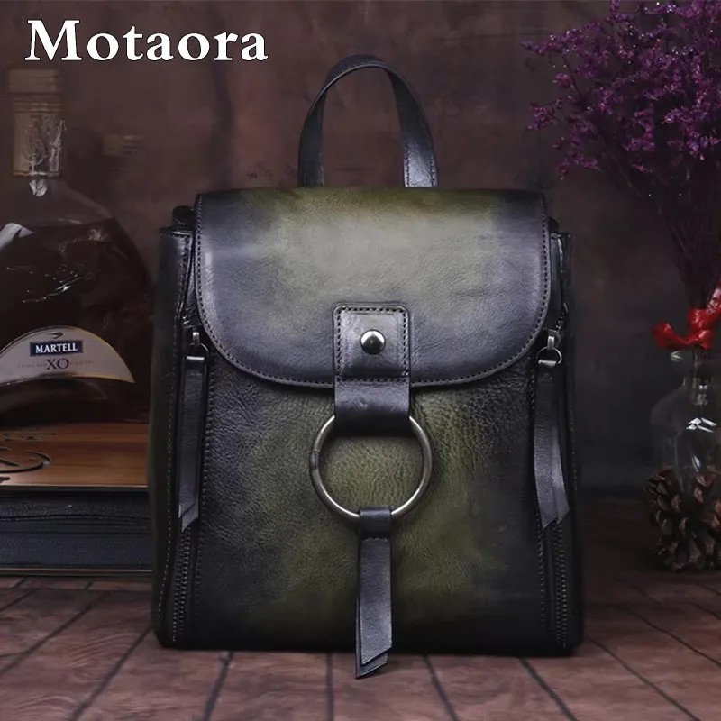 

MOTAORA Women Genuine Leather Backpack Ladies Fashion Classic Style Cowhide Bag Large Capacity Travel Shoulder Bag Vintage Bags
