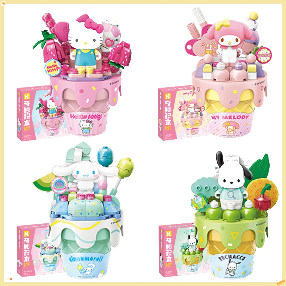 

Keeppley Sanrio Series Kitty Melody Cinnamoroll Pochacco Ice Cream Crisper Puzzle Assembly Building Block Toy Children's Gift