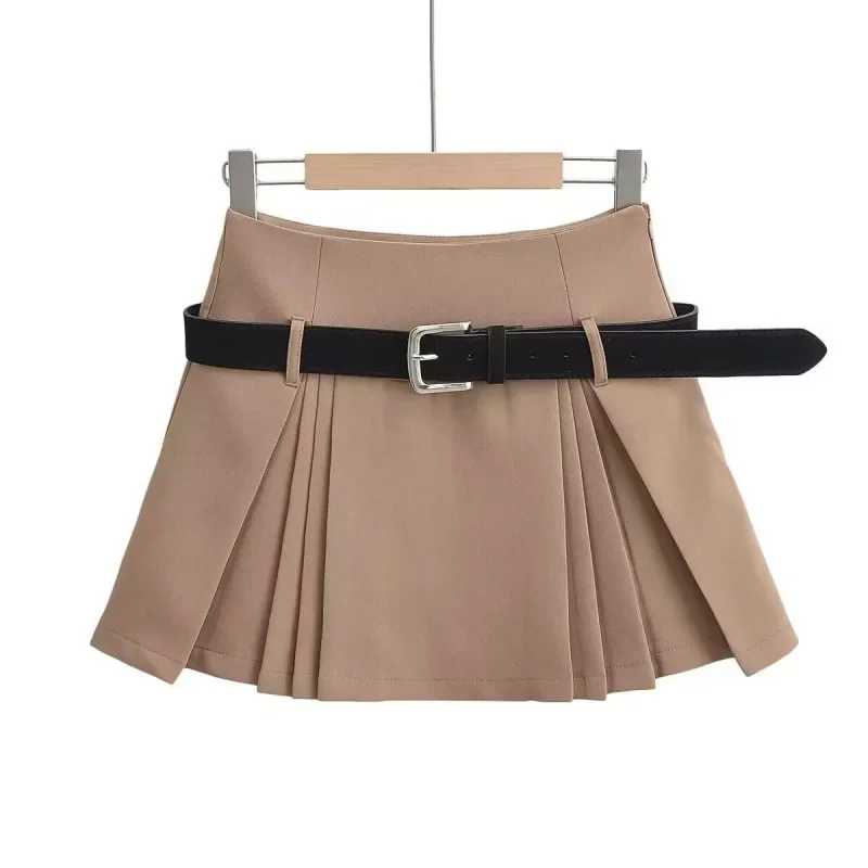 ارتفاع الخصر ألف خط تنورة صغيرة رمادي المرأة نصف الجسم التنانير المألوف التنانير القصيرة حزام الرغبة النقية مطوي التنانير