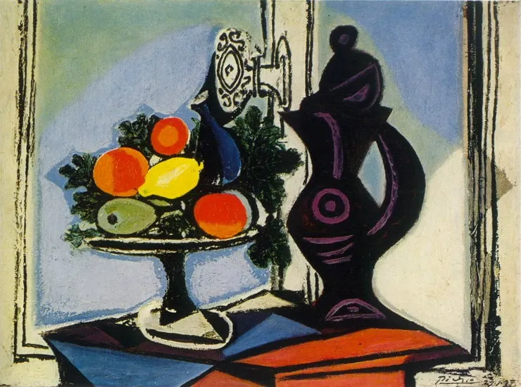 100% Handmade High Quality Oil Painting Reproduction on Linen Canvas,Nature morte au pichet1 by Pablo  Picasso
