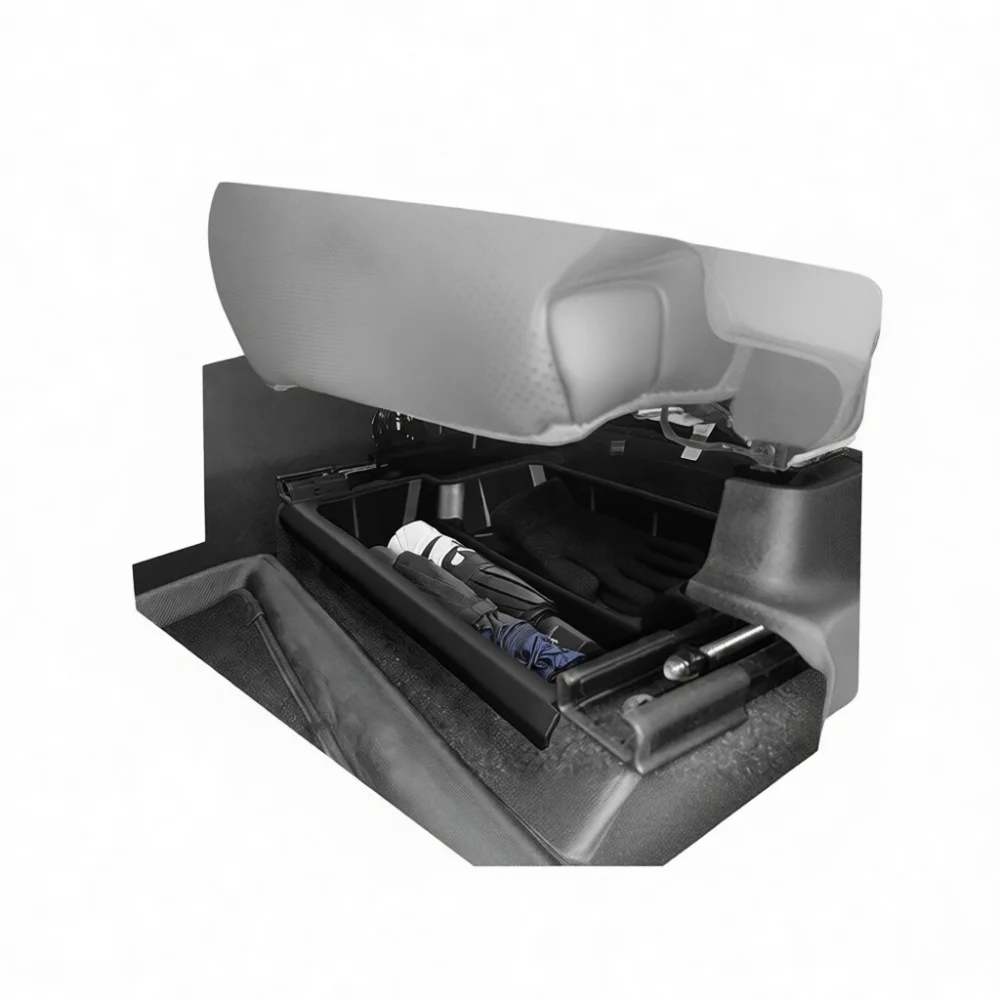 Under Seat Storage Tray For Leapmotor C10 C16 2024 2026 Car Drawer Organizer TPE Box Interior Accessories Sunset Orange