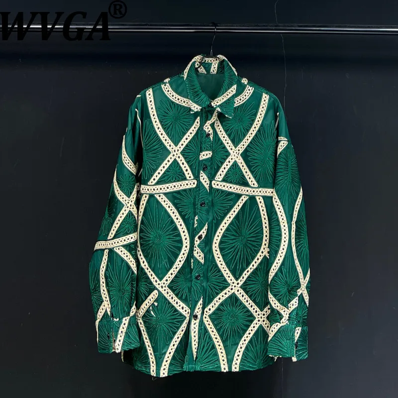 

WVGAspring Autumn New Man Tide High Street Embroidered Trendy Design Tops Loose Niche Chic Casual Long Sleeved Shirts Ins W12381