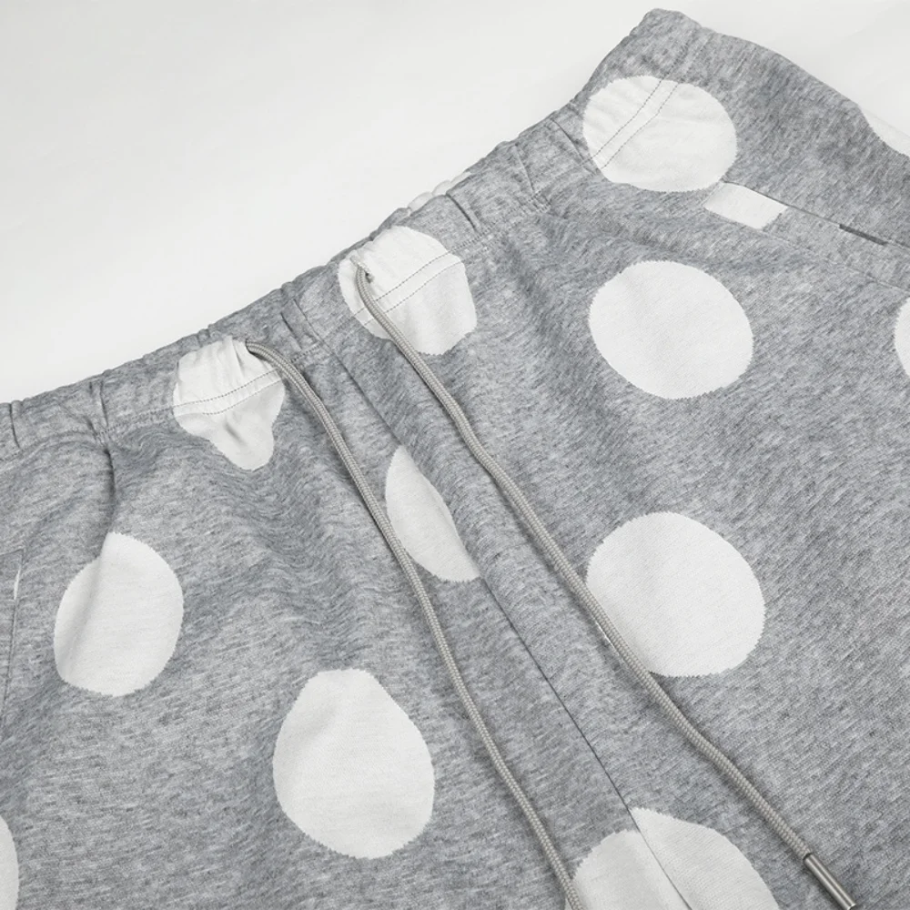 MWJLPWQ 2026 New American Style Streetwear Polka Dot Straight-Leg Sweatpants Male Drawstring Letter Wide-Leg Casual Pants 17502