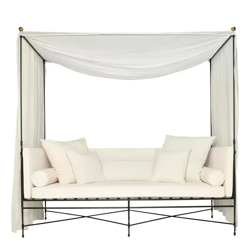 Thin and durable aluminum frame terrace sofa design furniture Aluminum outdoor sofa bed with canopy recliner