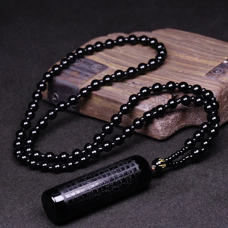 1Pc Black Obsidian Buddha Pendant Prajnaparamita Buddha Necklace Pendant Men\'s Pendant Women\'s Jewelry and Bead Chain