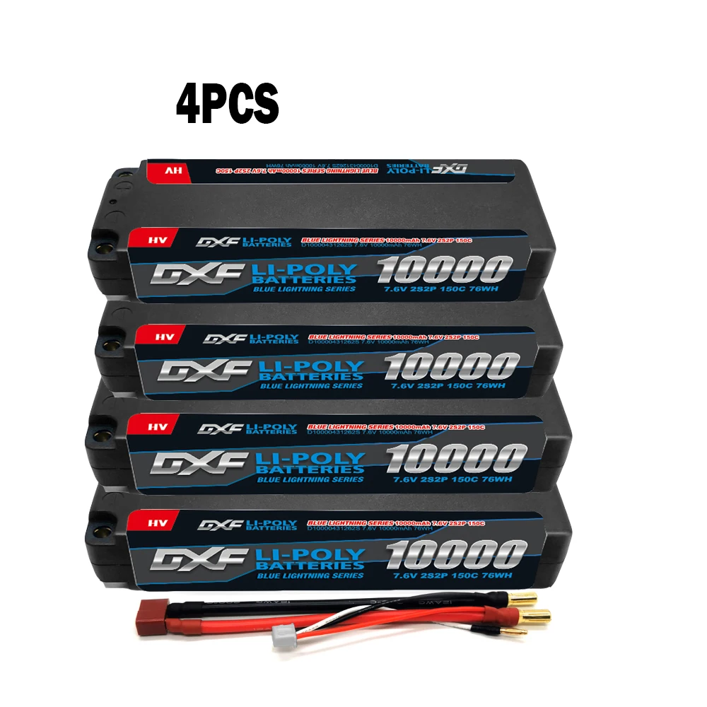 DXF 2S Lipo Batterij 10000mAh 7.6V 150C 5mm T Plug Hardcase Voor 1/10 Buggy Truggy Offroad boot Auto Boot Vrachtwagen RACING Helikopter