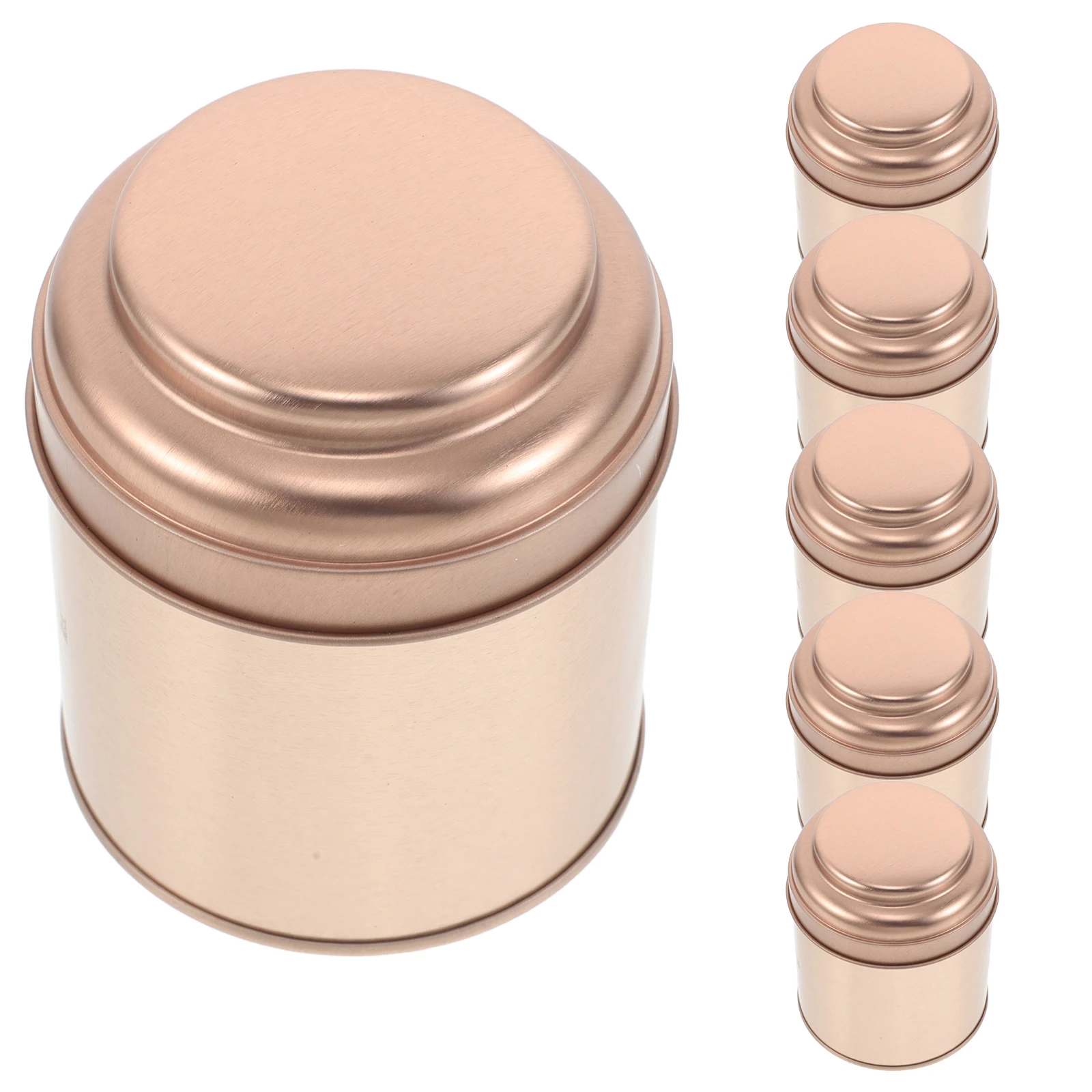 

6 Pcs Airtight Tea Loose Organizer Metal Food Canister Tin Coffee Holder with Cover