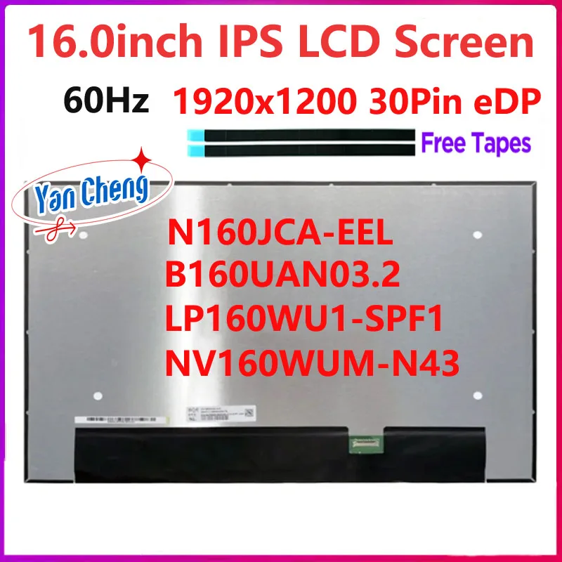 

16 inch Laptop LCD Screen B160UAN03.2 NV160WUM-N43 LP160WU1-SPF1 N160JCA-EEL Rev.C1 For ThinkPad T16 P16s P16v Gen 1 5D10V82408