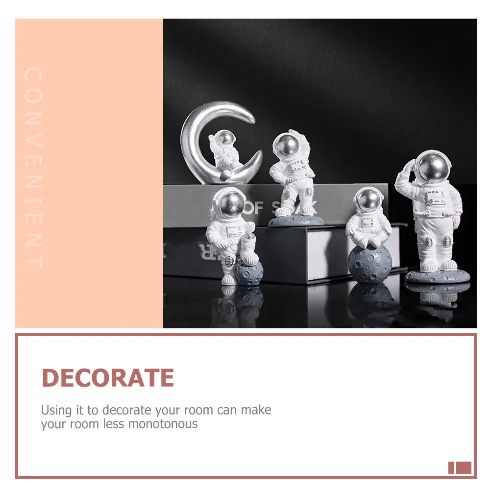 

5Pcs Creative Resin Astronaut Ornament Spaceman Home Desktop Decoration Artistic Space Sculpture Decor Astronaut Statue Decor