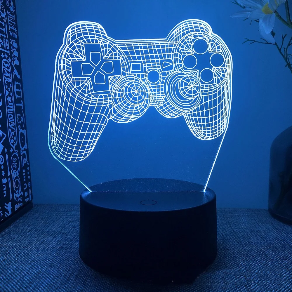 3d Illusion Night Lamp Gaming Room Game Pad Desk Setup Lighting Decor for Playstation Console Icon Logo Sensor Table Light Gift