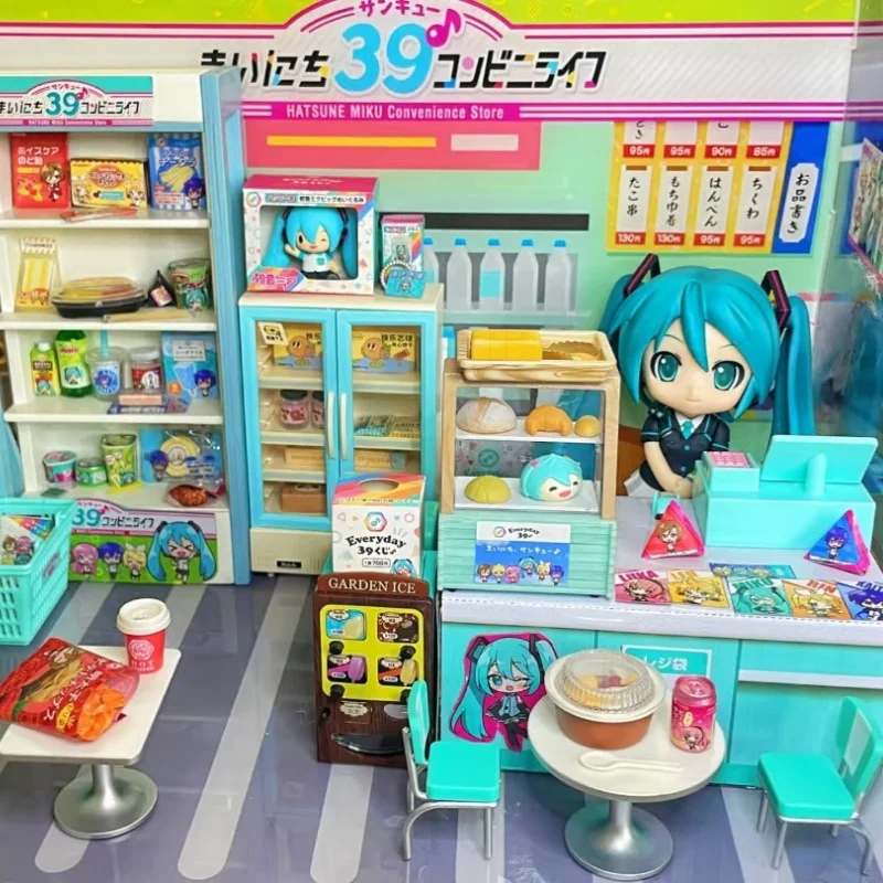 

В наличии, оригинальная Re-Ment Hatsune Miku, ежедневный удобный магазин, украшение для супермаркета, миниатюрная сцена, слепая коробка, модель игрушки