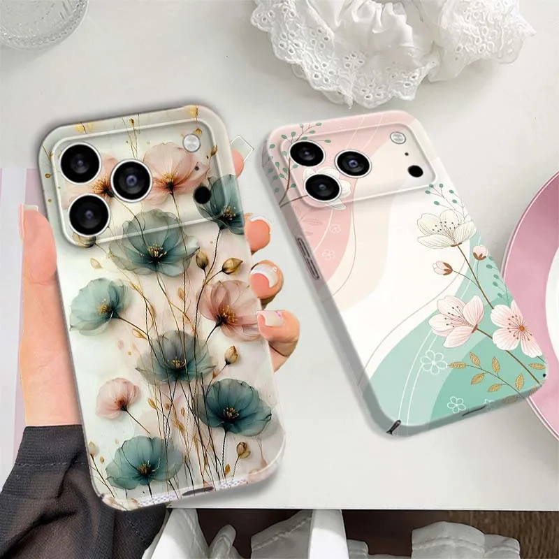 

Beautiful Pastel Flower Art For Apple iPhone 17 16 16E 15 14 13 12 11 Air Pro Max Plus Feilin Protective Shell Phone Case