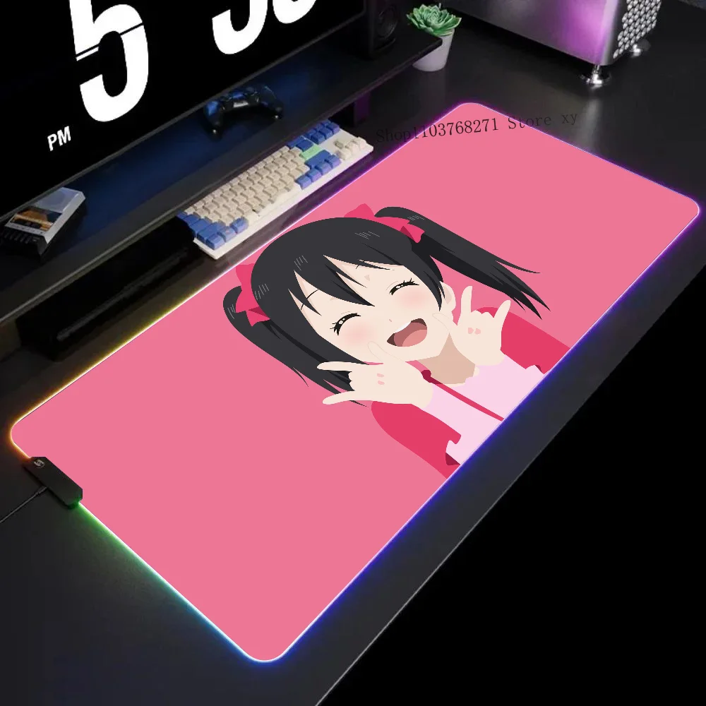 

Anime LoveLive Yazawa Niko Mousepad XXL RGB Gaming Mouse Pads HD Black Gamer Accessories Large LED