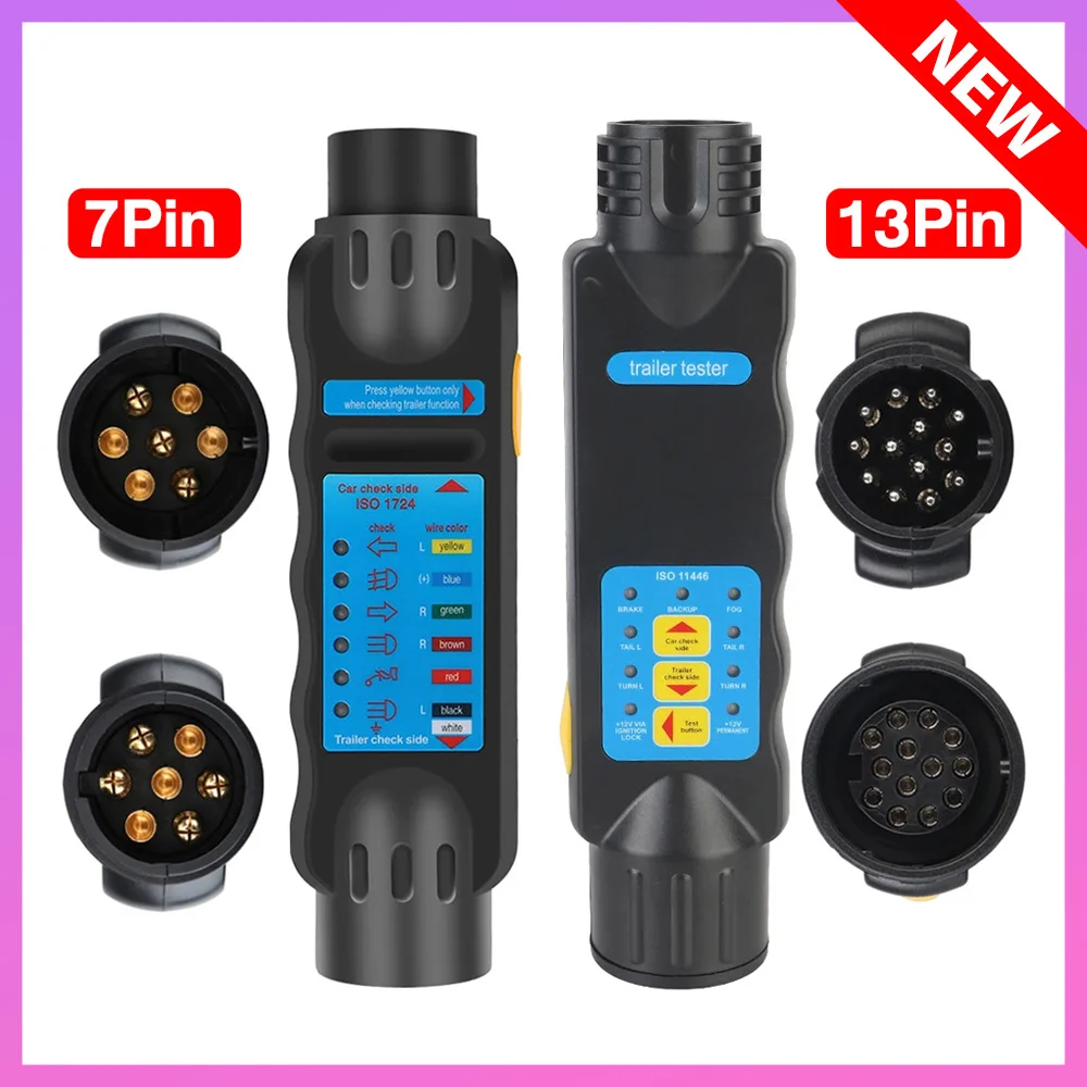 

Автомобильный тестер буксировочного фонаря Розетка для прицепа 12 В 7/13 контактов Диагностические инструменты Автомобиль Грузовик RV Аксессуары для каравана Диагностические инструменты