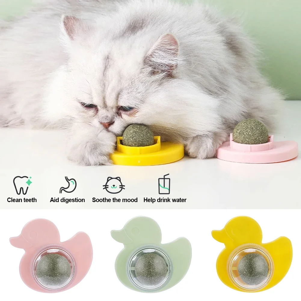 Cat Mint Ball Rotating Ball Wall Cat Toy Accessories for Cats Games Catnip Licking Snacks Mint Freshen Breath Pet Supplies