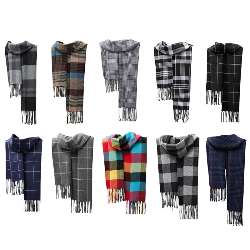 Winter Scarf Tartan Plaid Check Tassel Scarf Men Women Cold Weather Neck Gear