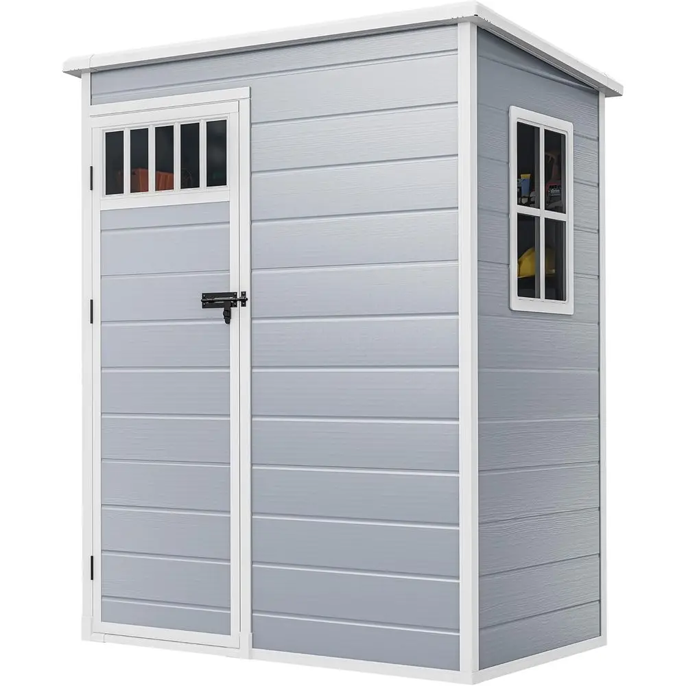 

Серый навес для хранения на открытом воздухе: 5x3T с закрытыми боковыми окнами, поломкой и запирающейся дверью для заднего двора и сада