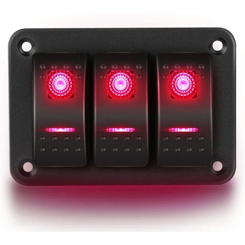 Painel de carregamento de interruptor rocker à prova d'água, controle liga/desliga de circuito duplo para uso marinho e automotivo, kit de interruptor resistente para rv