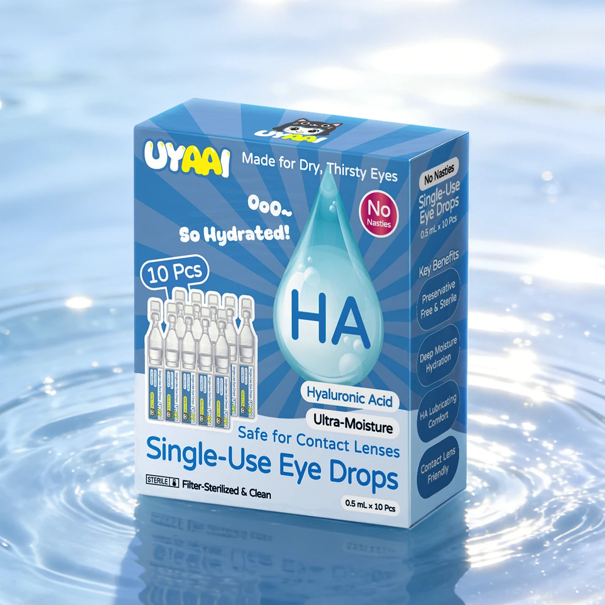 

Одноразовые глазные капли UYAAI с витамином B12: длительное увлажнение, гигиеничность, ультра-гидратация для носящих контактные линзы, снимают усталость глаз