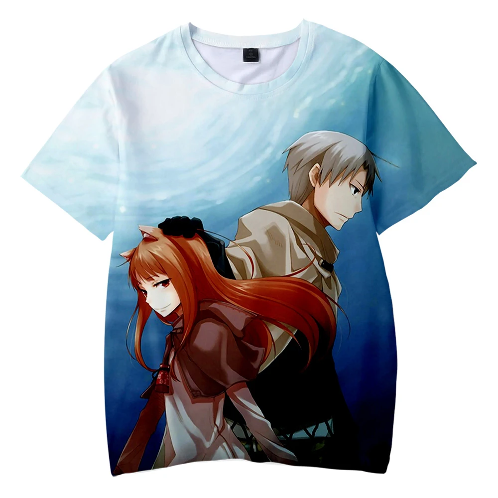 2023 Spice and Wolf koszulka z motywem Anime kobiet mężczyzn 3D z okrągłym dekoltem koszulki z krótkim rękawem letnie ubrania Streetwear w stylu Casual ubrania