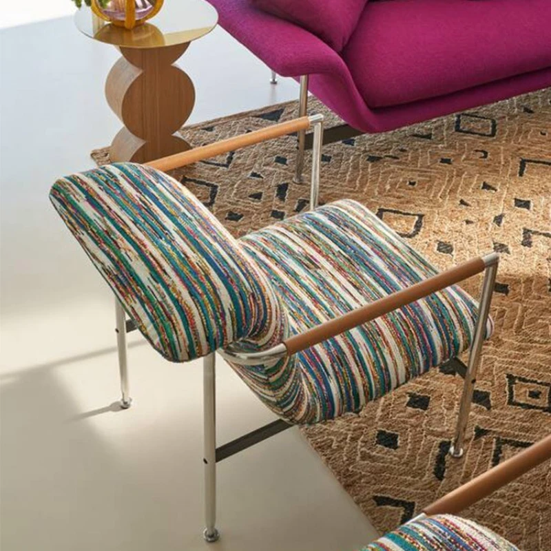 

Simple light luxury stainless steel chair designer single creative armchair Italian minimalist sofa chair balcony leisure chair