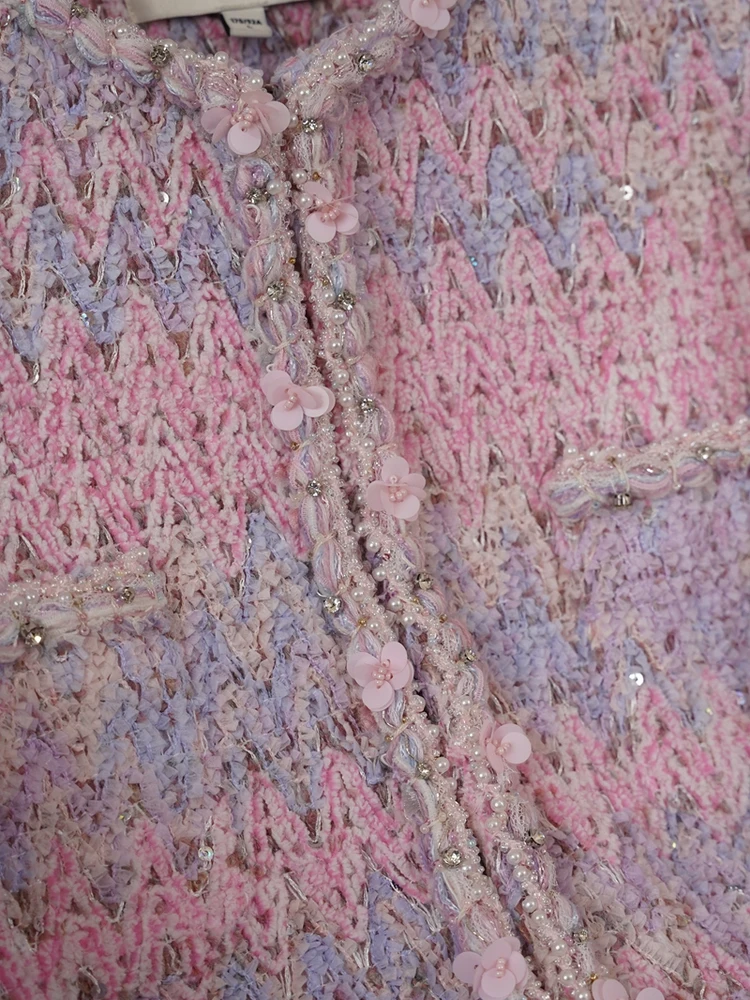 Cappotto di lana retrò Missy ort Rosa rotondo Ne Tweed Coreano Sle Pendolarismo in fibra di poliestere lungo Sve bottone singolo