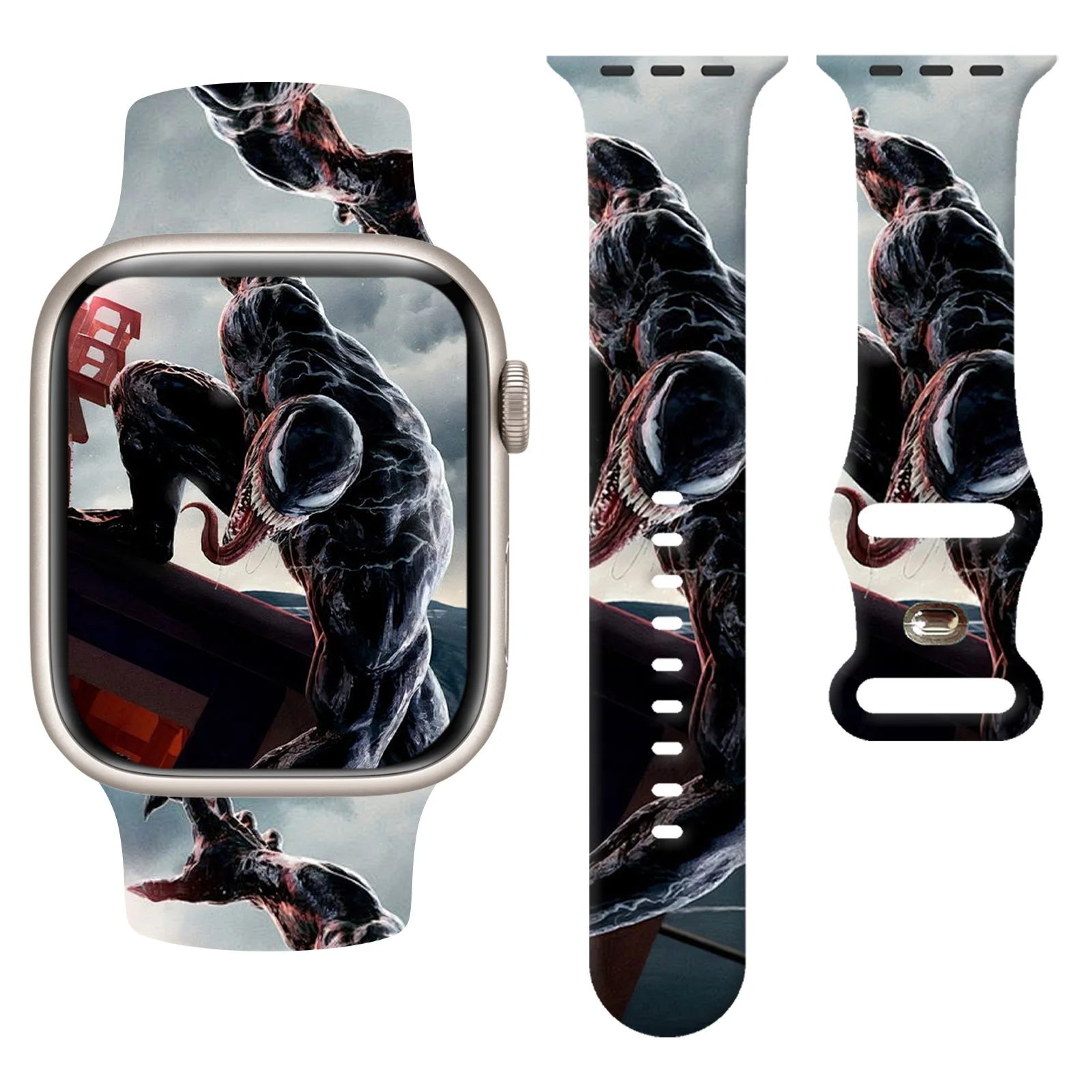 

Marvel Venom Rampage Print Band for Apple Watch 11/10/9/8/SE, Soft Silicone Replacement Strap for 46mm/45mm/44mm/42mm Watchband