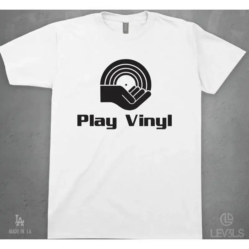 Play Vinyl Dj Logo T Shirt Classic Hip Hop Technics 1200 Turntable Record