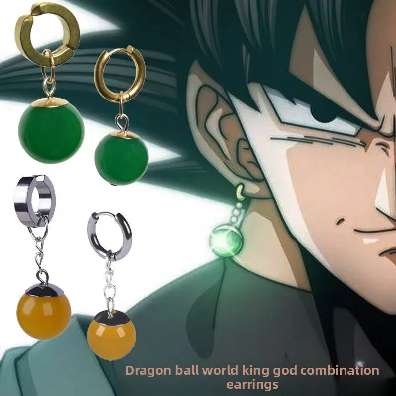 Pendientes de dibujos animados de Dragon Ball Potara Saiyan, accesorios de disfraz 2D, accesorios de anime, venta al por mayor