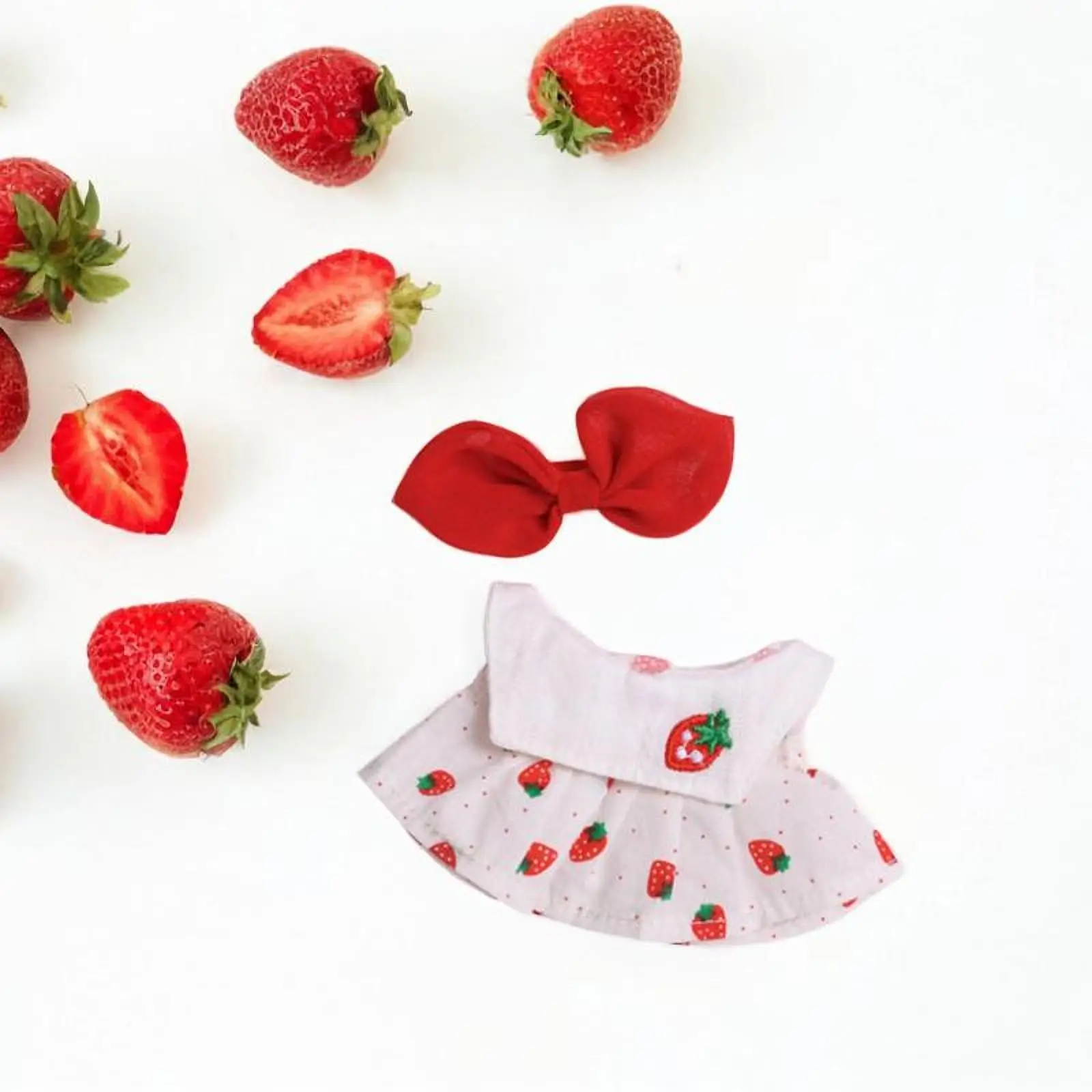 Plush Doll Suspender Skirt Dress up Pretend Play DIY Photo Props Educational with Hair Accessory Brace Skirt for 5.91'' Dolls