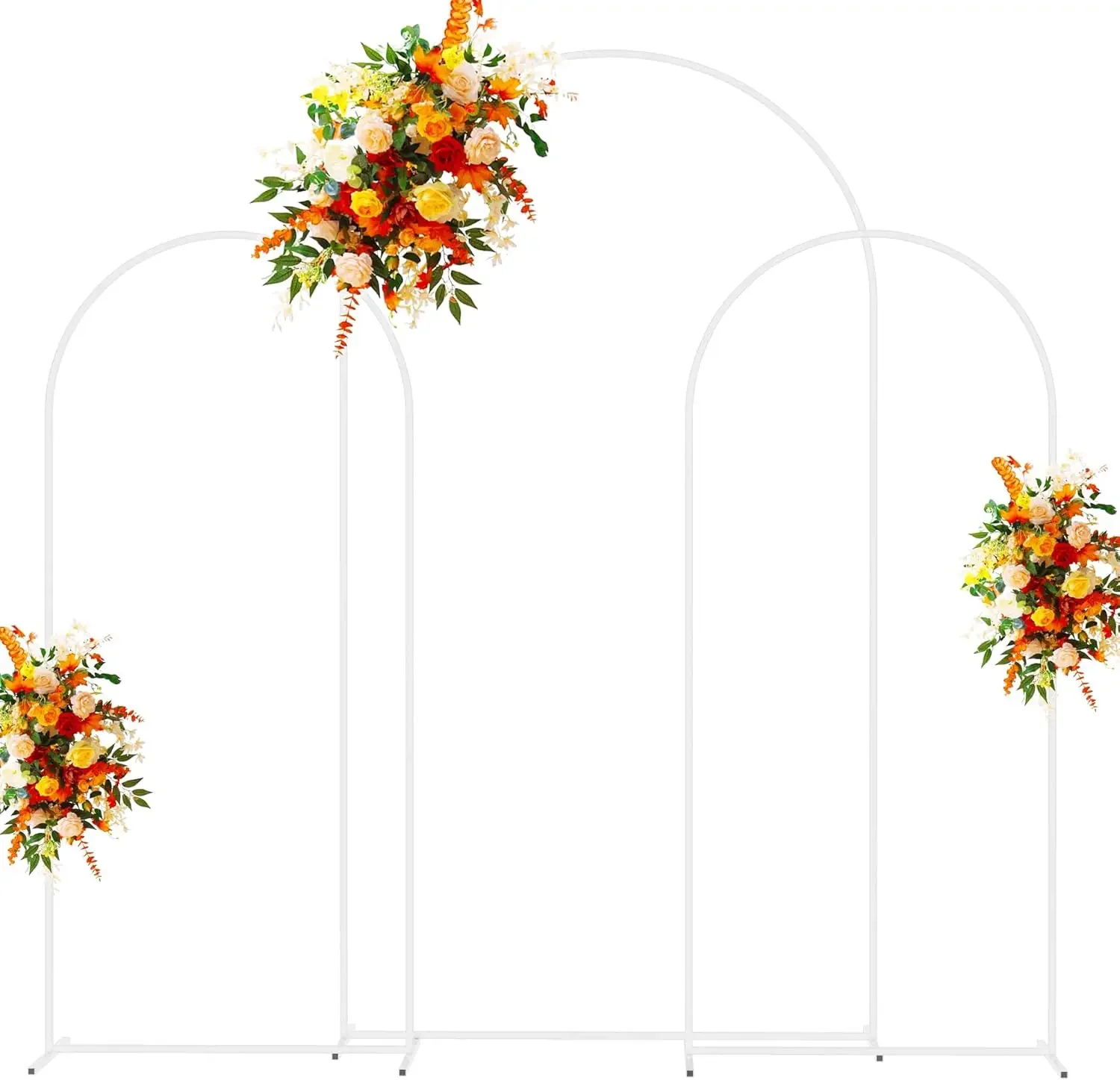 

Metal Arch Backdrop Stand White Wedding Arch Set of 3 (7.2FT,6FT,6FT) Square Arched Frame for Graduation Ceremony Decoration