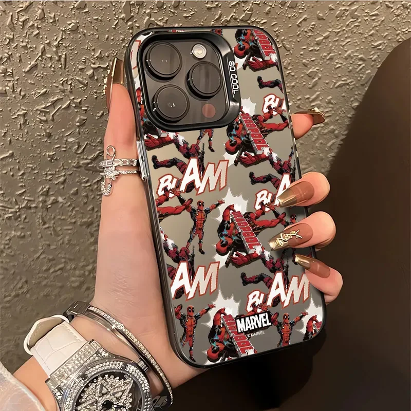 Marvel Spider Man Dead Pool Full Screen Phone Case For iPhone 16 15 14 13 12 11 Pro Max XR XS 7 8 Plus Y2K Soft Cute Cool Cover