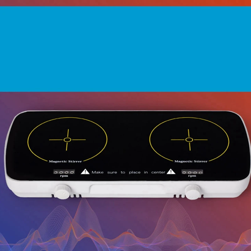 Pengaduk magnetik Digital Mini dengan batang pengaduk, 2 Mixer Lab Panel kerja independen, kapasitas 1L + 1L, kecepatan penyesuaian 4000RPM