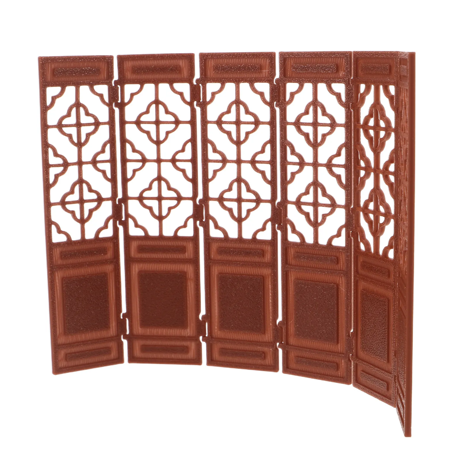 Mini Chinese Folding Screen Vintage 1:20 Brown Desktop Decorative Folding Screen Dollhouse Furniture Scene Accessories